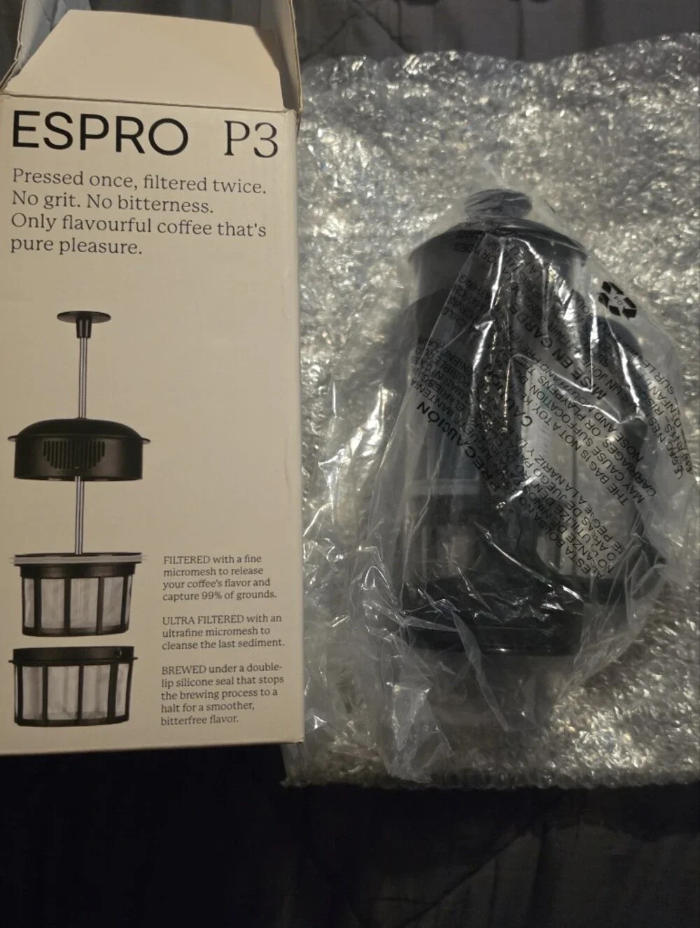 Black French Press Coffee Maker with Handle